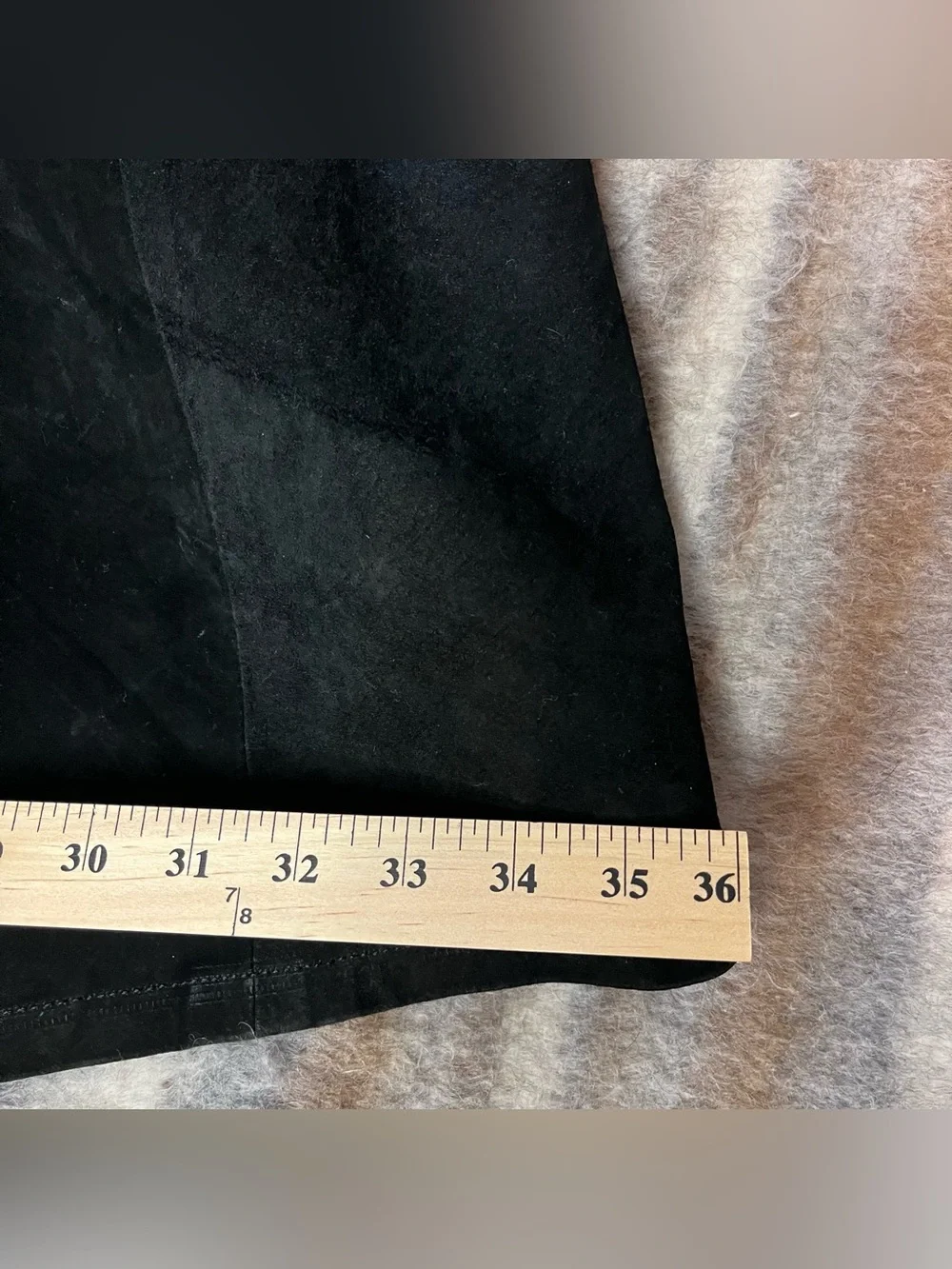 Vintage Black Suede 100% Genuine Leather Maxi Skirt Vintage Size 14 Long Western